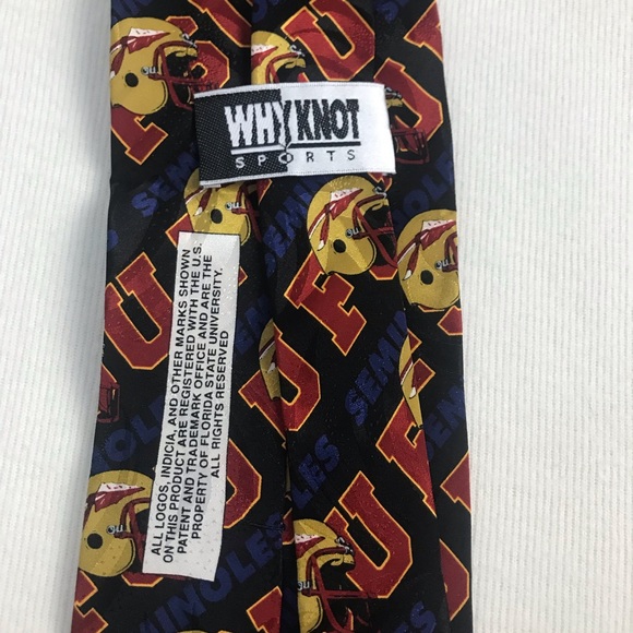 VTG Why Knot FSU Seminole Helmet Florida State University 100% Silk - Picture 7 of 7